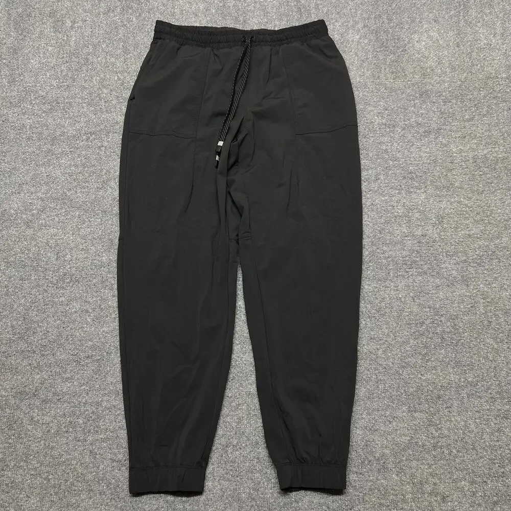 Fabletics Jogger Pants Womens Medium Black Microfiber Elastic Waist Running Gym
